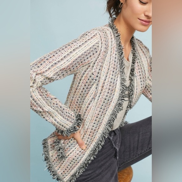 Eva Franco | New Anthropologie Reston tweed blazer/jacket Women’s size M open - Picture 1 of 11